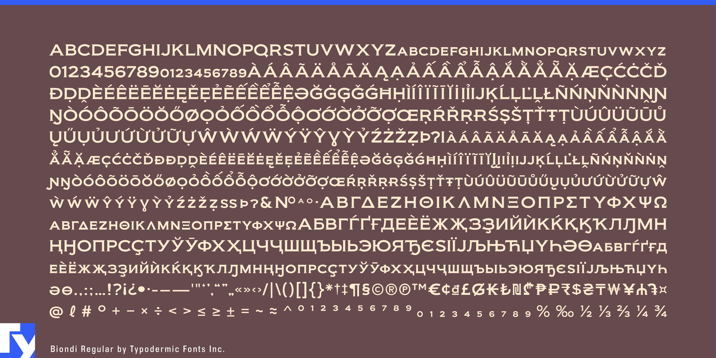 Пример шрифта Biondi Italic